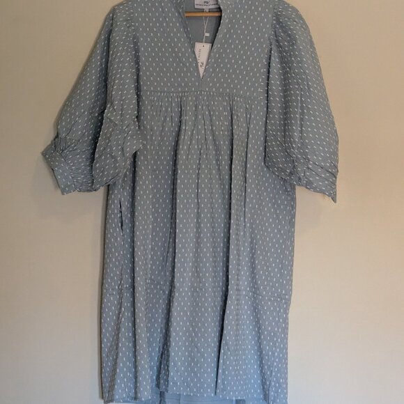 Never A Wallflower - Swiss Dot High Neck Puff Sleeve Minidress NWT - Size L - Picture 1 of 12